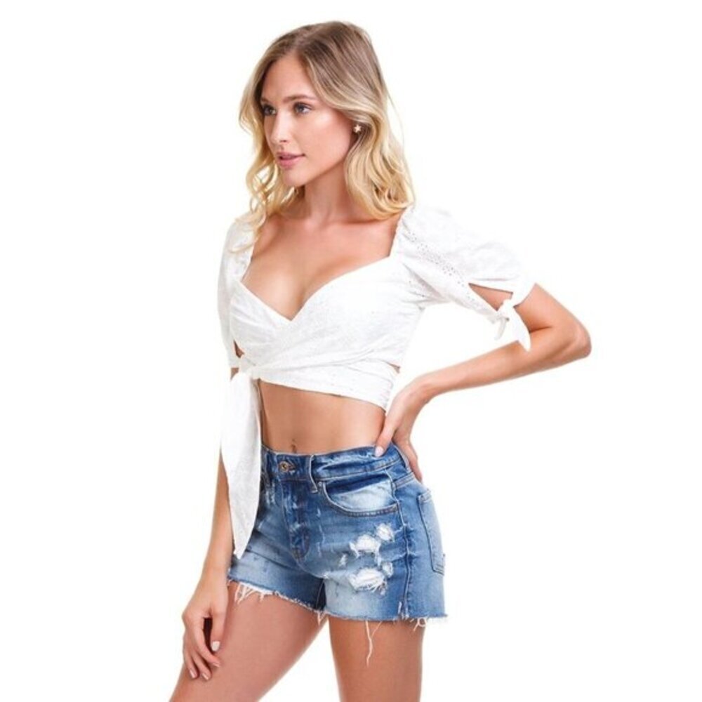 For Love & Lemons Charlotte Top White Eyelet S